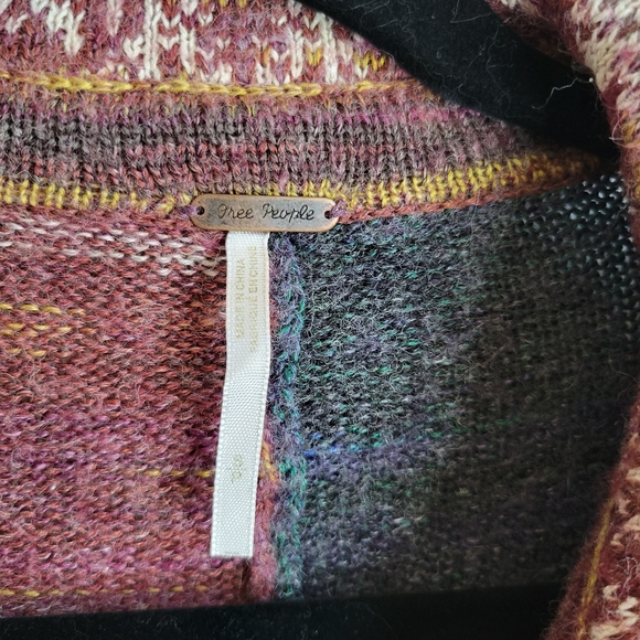 Free People Multi Color Wool Blend Button Up Duster Cardigan Sweater Size Small - Picture 4 of 8